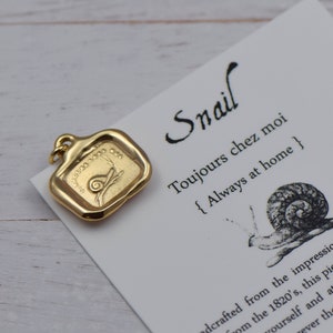 Gold Snail Necklace 'Always at Home' Wax Seal Necklace in Gold Vermeil - Snail jewelry from an antique wax seal - 227G