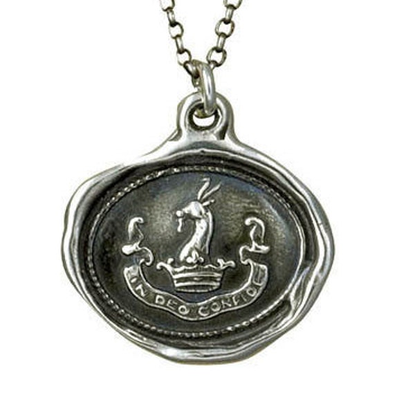 In God I Trust - In Deo Confide - Latin Antique Wax Seal Necklace - 240