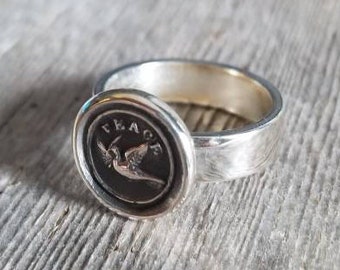 Peace Dove Wax Seal Ring - Whimsy Ring Dove 235R
