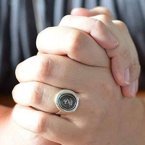 Unicorn & Crown Heraldic Wax Seal Ring  - Unicorn ring - Unicorn jewelry from heraldry - 210