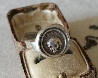 Skull Ring - A Memento Mori from latin antique wax seal - 'Es fui sum eris' which translates 'So as you are so once was I" - 247