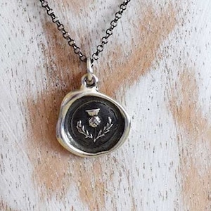 Scottish Thistle Wax Seal Necklace - Scottish Jewelry - 344