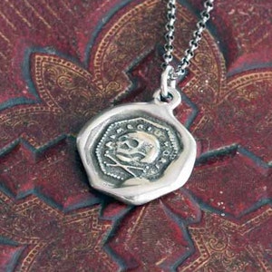 Skull & Crossbone Necklace -  Memento Mori Wax Seal Skull Necklace - 347