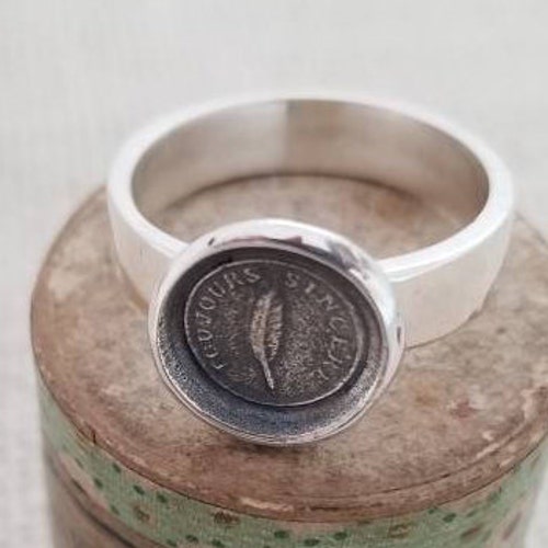Shops Feather 'Always Sincere' Wax Seal Ring - Whimsy Ring Feather - 328
