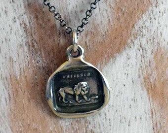 Lion and the Mouse - Aesop's Fable Antique Wax Seal Necklace - 286