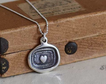 A Treasured Heart Wax Seal Necklace - To be exchanged, not sold - Heart Jewelry - 207