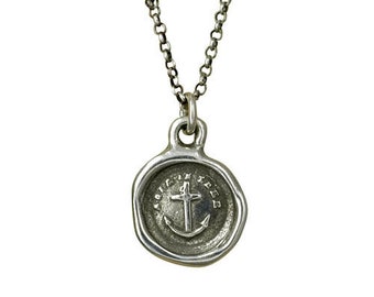 Mini Anchor Necklace - Hope in Thee Wax Seal Necklace - Anchor Jewelry - 158