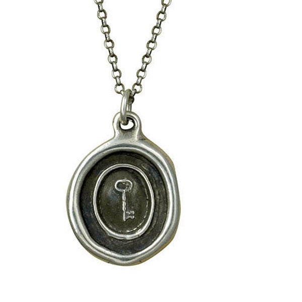 Victorian Key Necklace - Wax Seal Pendant of a Skeleton Key - 170