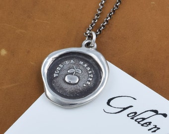 You Deserve It Wax Seal Necklace - Apple Jewelry Encouragement Charm - Apple Necklace - 323