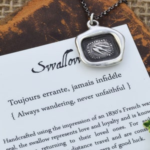 Swallow Wax Seal Necklace - Always Wandering, Never Unfaithful - 303