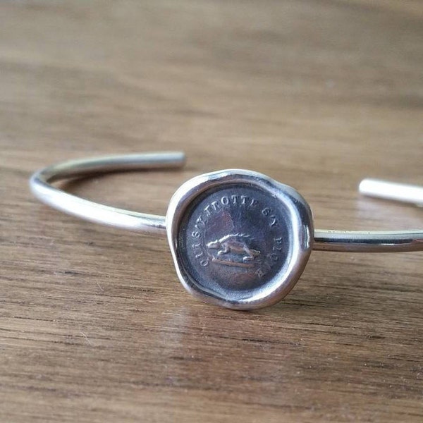 Hedgehog Wax Seal Cuff Bangle Bracelet - Not without my defences - Don't rub me the wrong way - B266