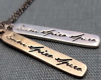 Dum Spiro Spero {While I have breath, I have hope} Sterling silver or Bronze Latin motto tablet pendant - Unisex