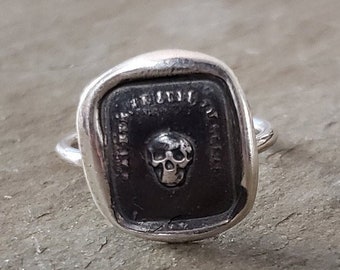 Skull - Wax Seal Ring - Skinny Stacking Ring - RS107