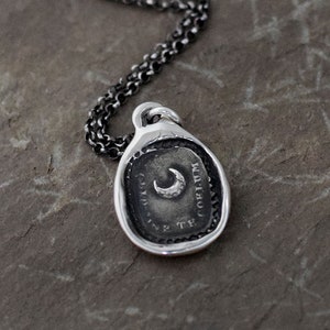 Moon Wax Seal Necklace - What is heaven without thee - Quid sine te coelum - 215
