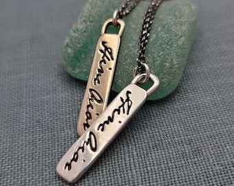 Hinc Orior {From here I rise} Sterling silver or Bronze Latin motto tablet pendant - Unisex