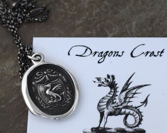 Guardianship and Protection - Dragons Crest Wax Seal Necklace - Wax seal Jewelry 405