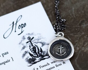 Keep Hope Wax Seal Necklace displaying an Anchor - Do not despair anchor jewelry - 169