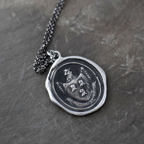 Fortune Favors the Brave -  Bull wax seal necklace - Bull necklace wax seal jewelry - 119