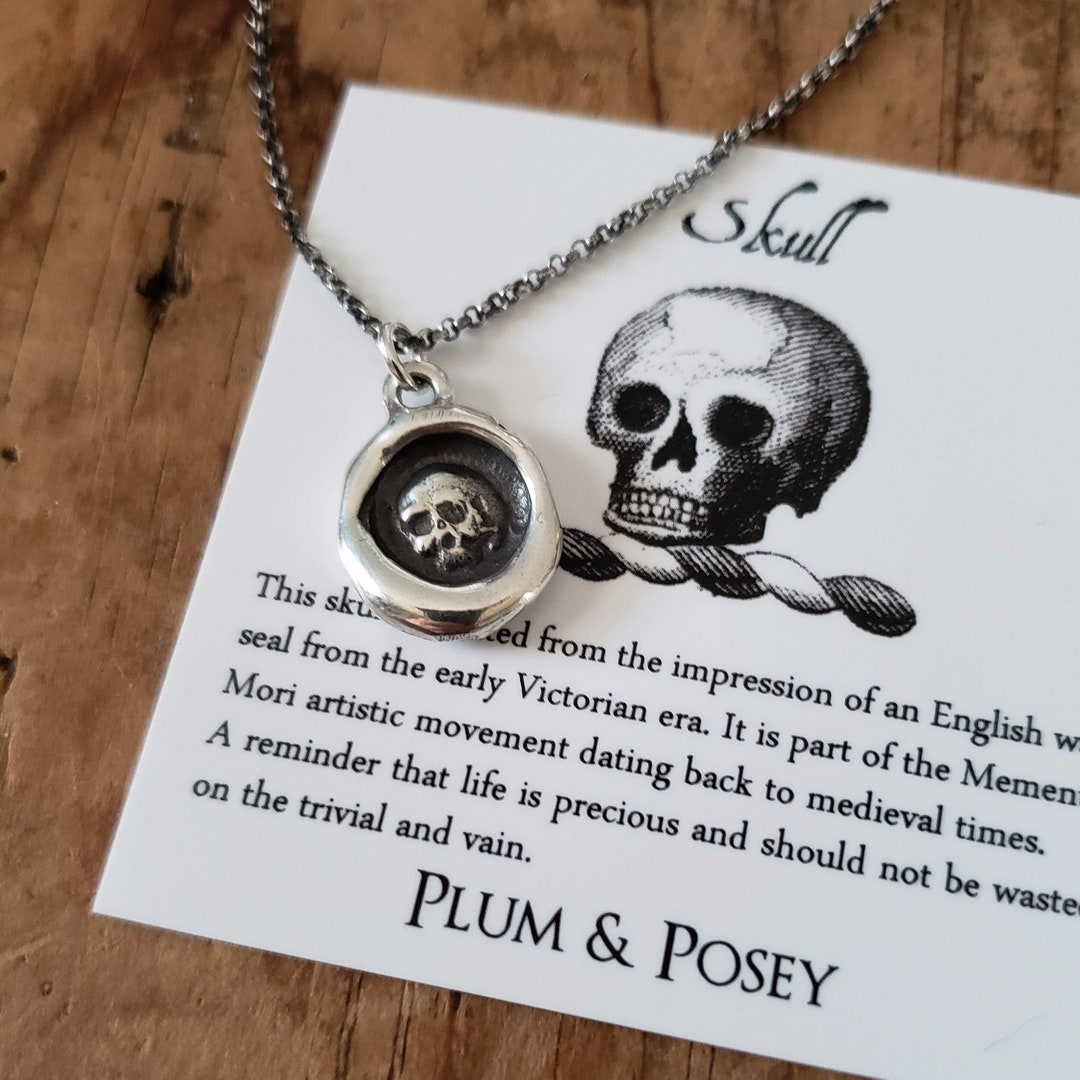 Skull - Sterling Silver Wax Seal Pendant Necklace - Memento Mori, All ...