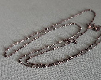 Satellite Chain - Oxidized 1mm Sterling Silver Beaded Curb Chain In Your  Choice of length