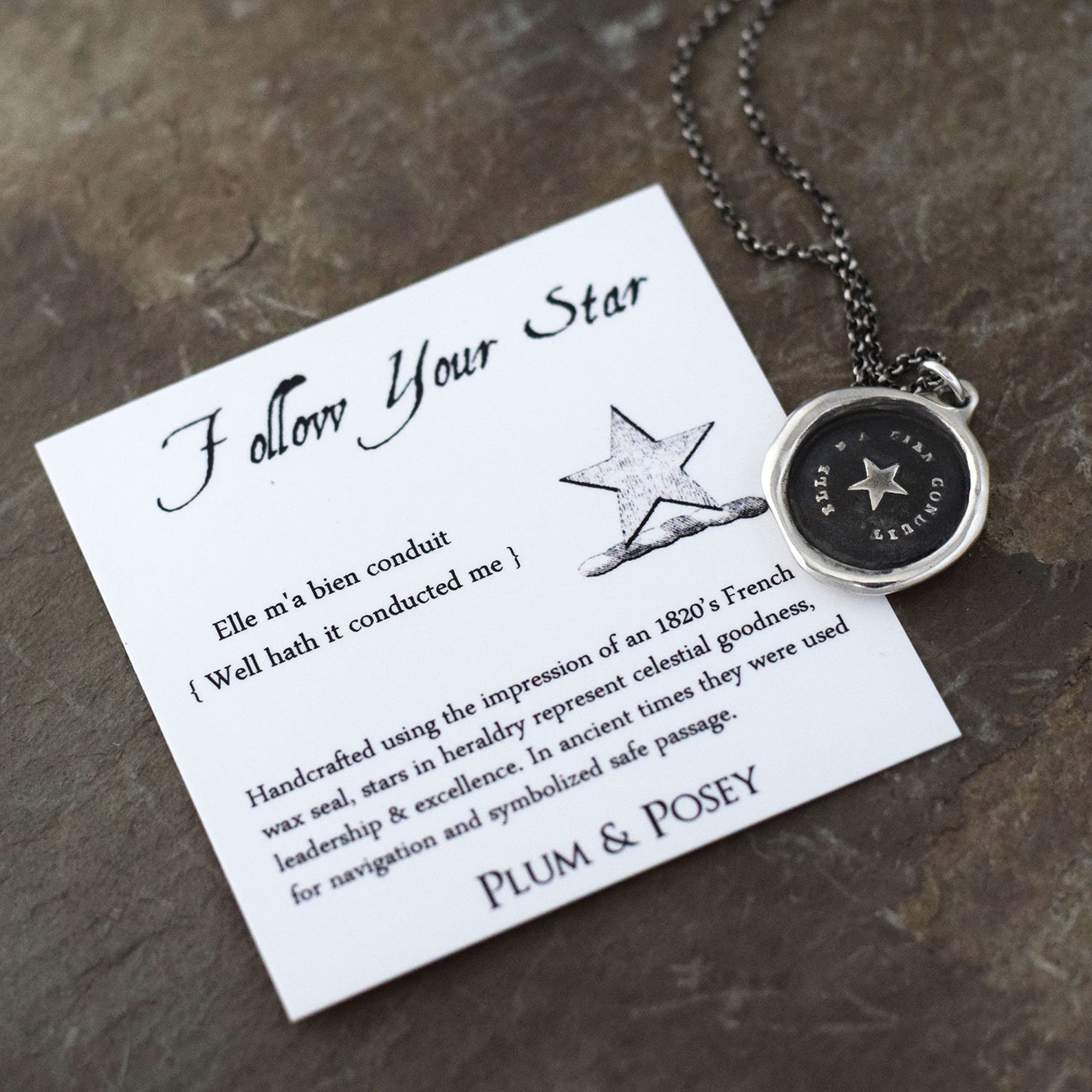 Follow Your Star Antique Wax Seal Necklace 258 - Etsy