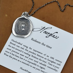 Time Wax Seal Necklace Redeem the time, wax seal pendant of an hourglass 311 image 2