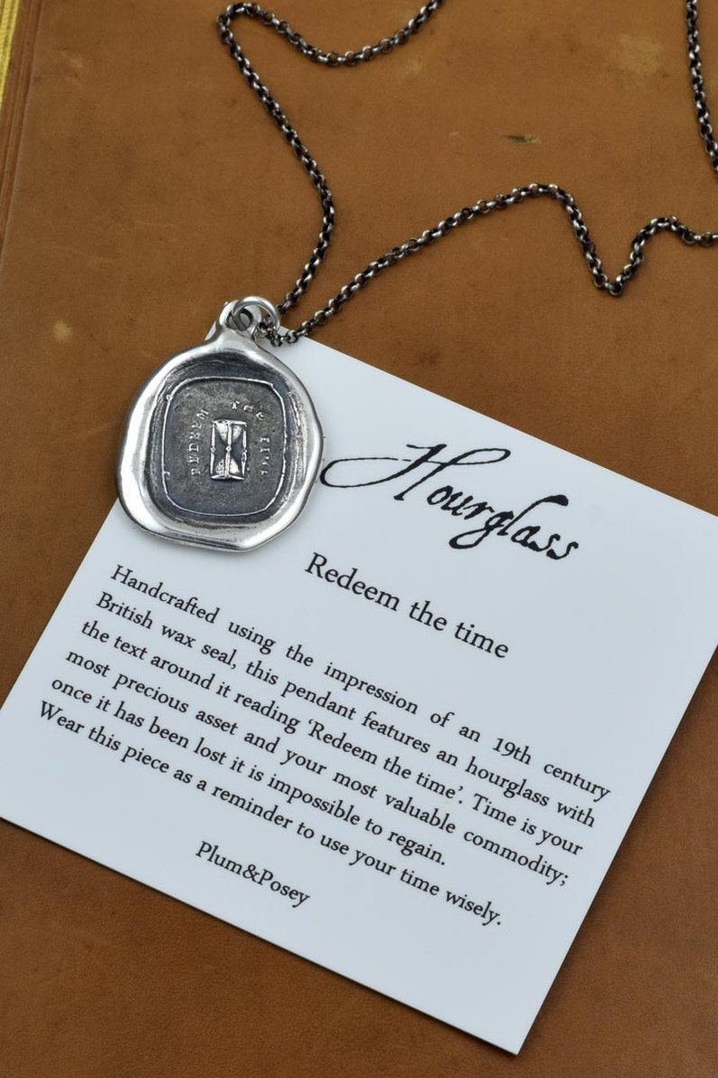 Time Wax Seal Necklace Redeem the time, wax seal pendant of an hourglass 311 image 2