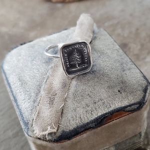 Leaning Tree - Wax Seal Ring - Skinny Stacking Ring - RS132