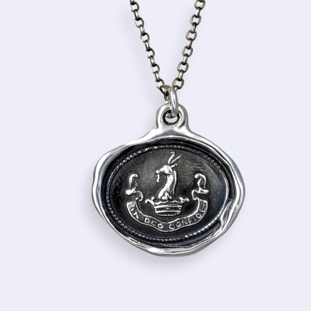 In God I Trust - in Deo Confide - Latin Antique Wax Seal Necklace