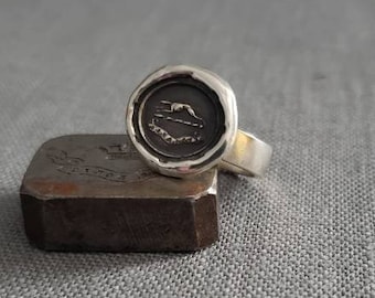 Greyhound Ring - Perseverance -  Dog wax seal ring - R155