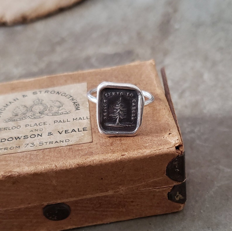 Leaning Tree Wax Seal Ring Skinny Stacking Ring RS132 Etsy