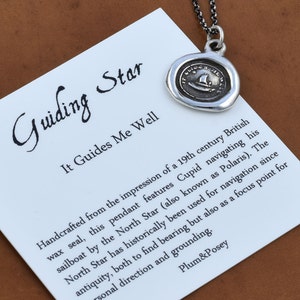 Guiding Star Wax Seal Necklace Cupid Wax Seal Charm Sailing Boat and North Star It Guides me well 168 image 1