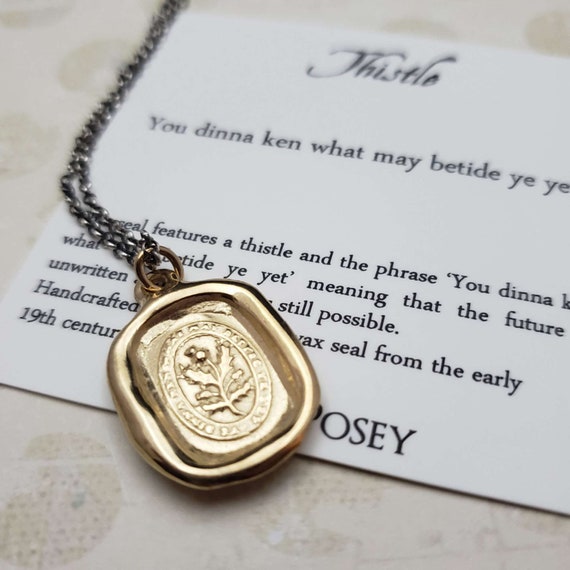 Thistle Wax Seal Necklace- Believe in Yourself Scottish Necklace