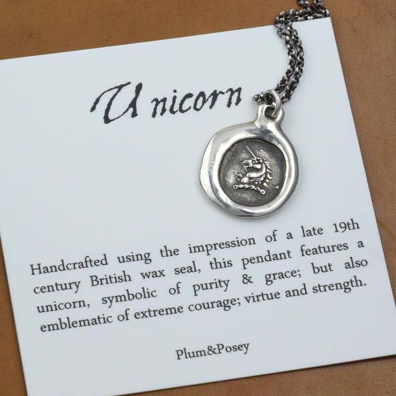 Unicorn Pendant  - Wax seal necklace with unicorn design - Unicorn je…