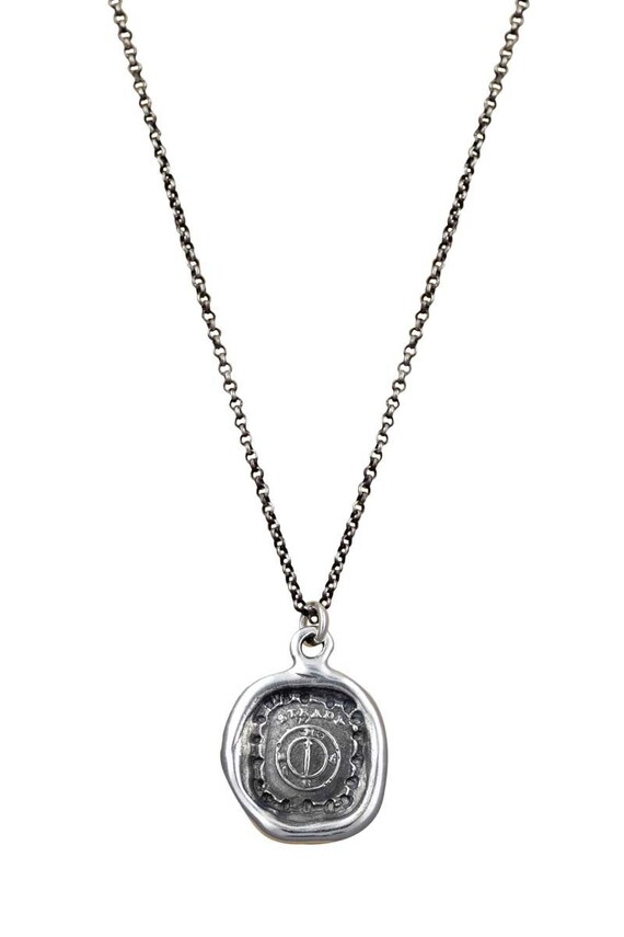 Seafarer Mariners Compass Wax Seal Necklace Antiqued Compass Wax
