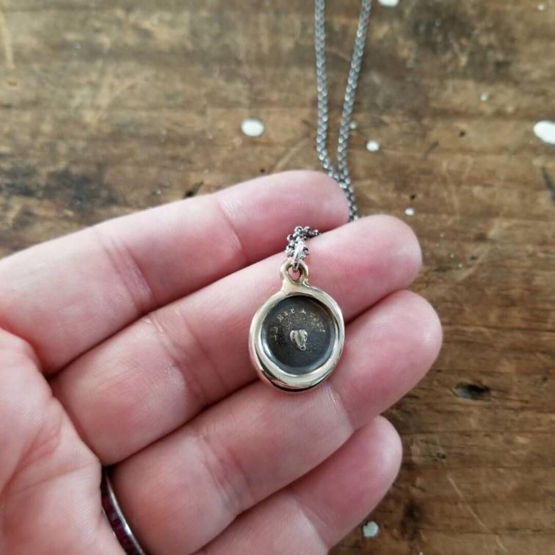 Bronze Heart Wax Seal Necklace My Heart is Yours in Bronze Etsy