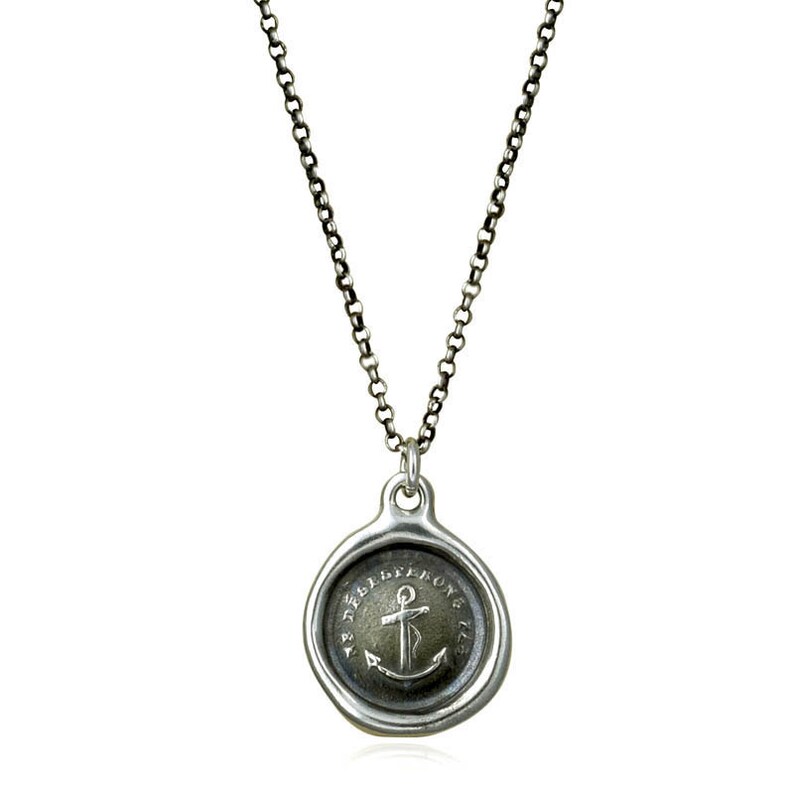 169 Do not despair anchor jewelry Keep Hope Wax Seal Necklace displaying an Anchor