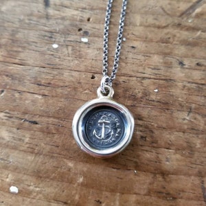 Bronze Hope Sustains Me - Victorian Whimsy Anchor Wax Seal Necklace - 270
