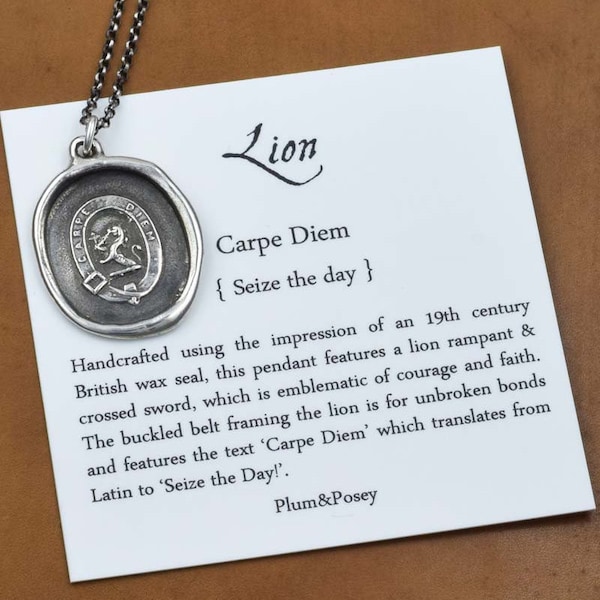 Lion Pendant - Carpe Diem - Seize the Day - 333