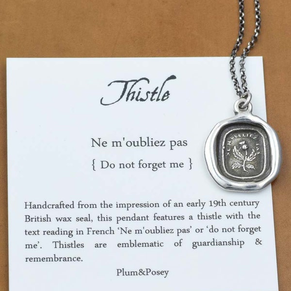 Thistle necklace - Do Not Forget Me - Scottish Thistle Jewelry Dinna Forget - 300