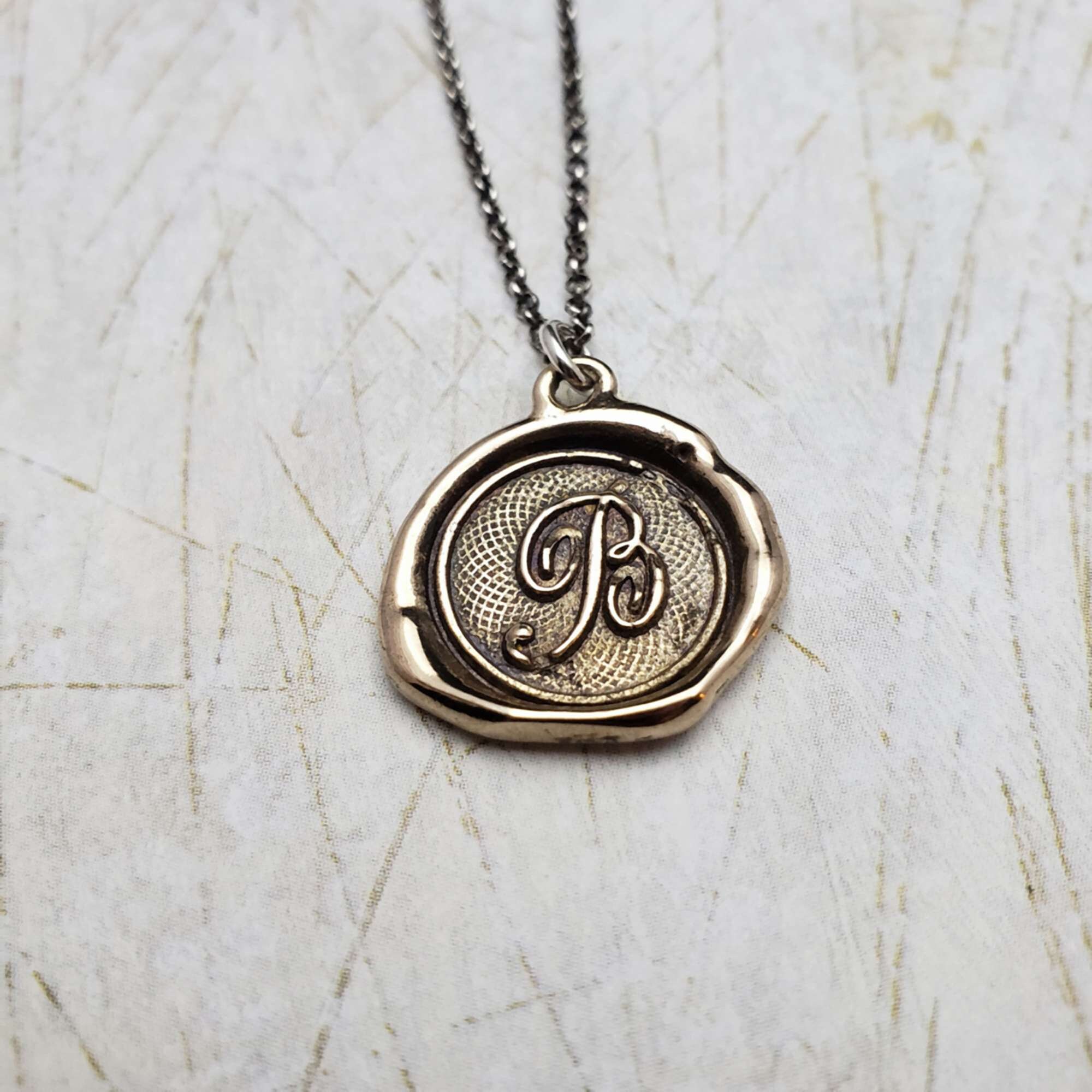 Wax seal initial necklace deals