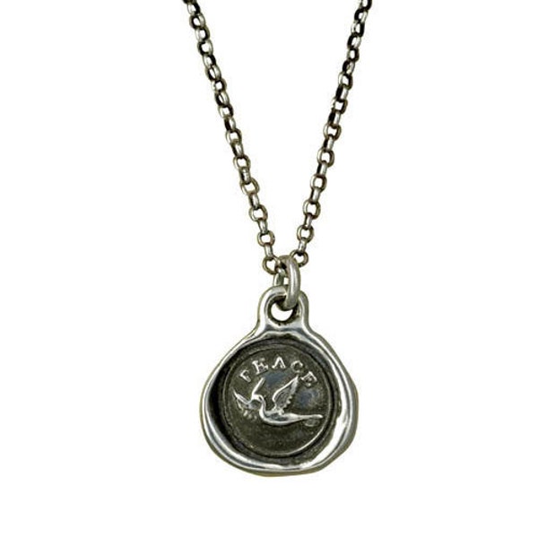 Peace Dove Necklace - Peace Dove Jewelry - Wax seal jewelry with dove pendant - 235