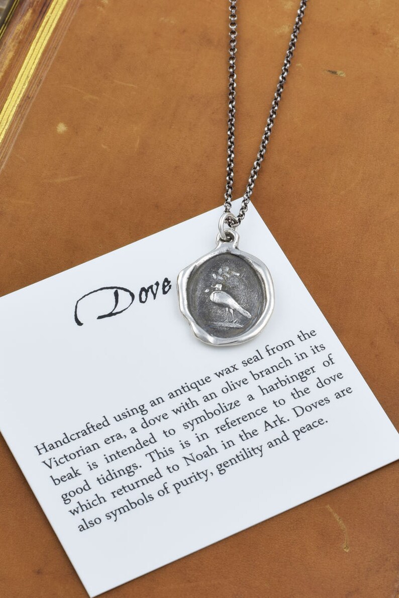 Dove Necklace Dove Jewelry Peace Dove Wax Seal Necklace Etsy