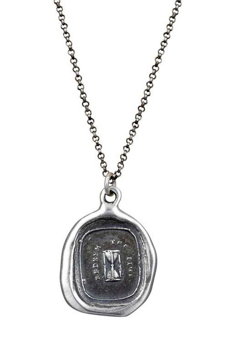 Time Wax Seal Necklace Redeem the time, wax seal pendant of an hourglass 311 image 1