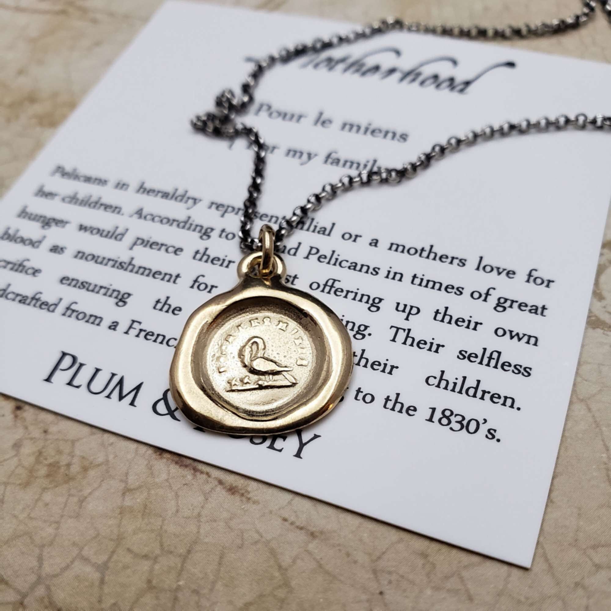 Motherhood Wax Seal pendant in Gold Vermeil - Mothers Necklace - 226G