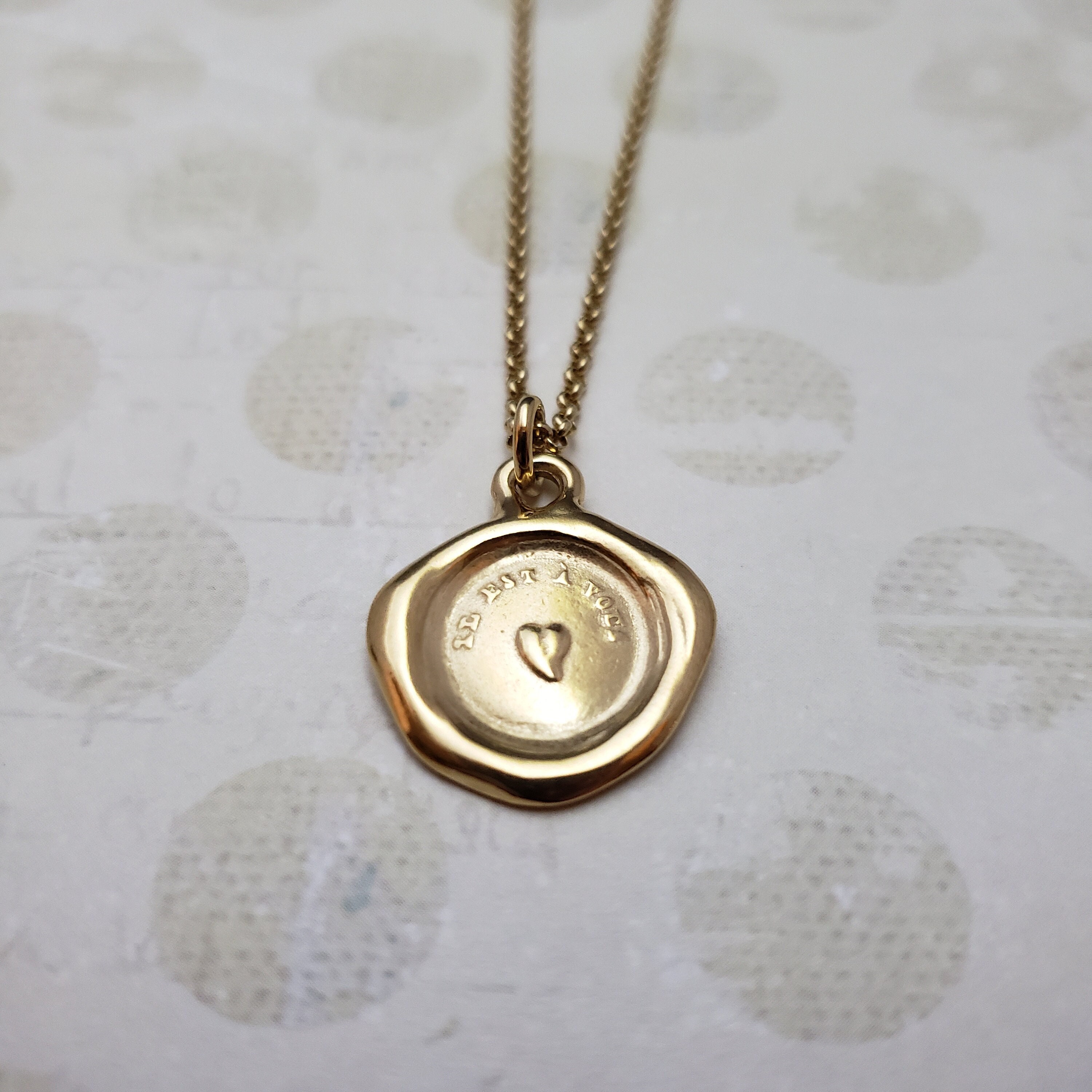 Gold Heart Wax Seal Necklace - My Heart is Yours Necklace in Gold Heart Wax Seal Necklace - My Heart is Yours Necklace in