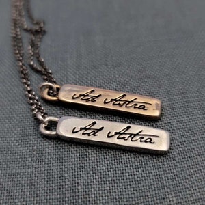 Ad Astra {To the stars} Sterling silver or Bronze Latin motto tablet pendant - Unisex