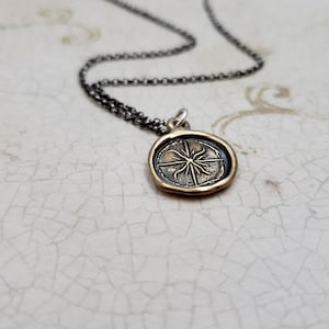 Compass Rose Necklace Medieval Wax Seal Compass Rose pendant in bronze 112B image 3