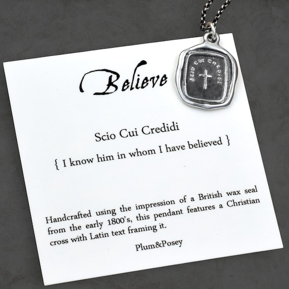 Christian Necklace - Christian Cross Jewelry made from an antique wax seal - Jewelry from Plum and Posey - 237
