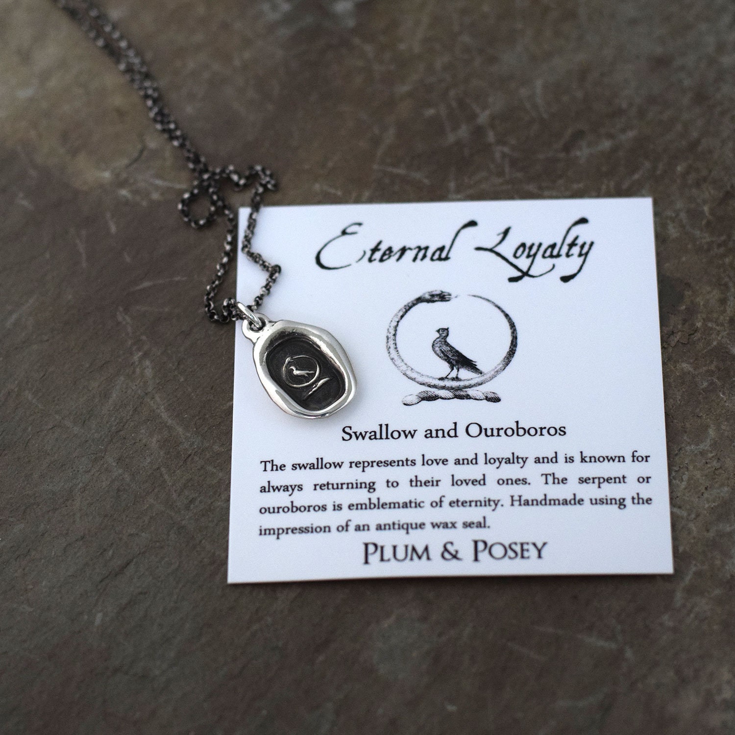 Eternal Loyalty Swallow and Serpent Wax Seal Necklace Eternal Love - …